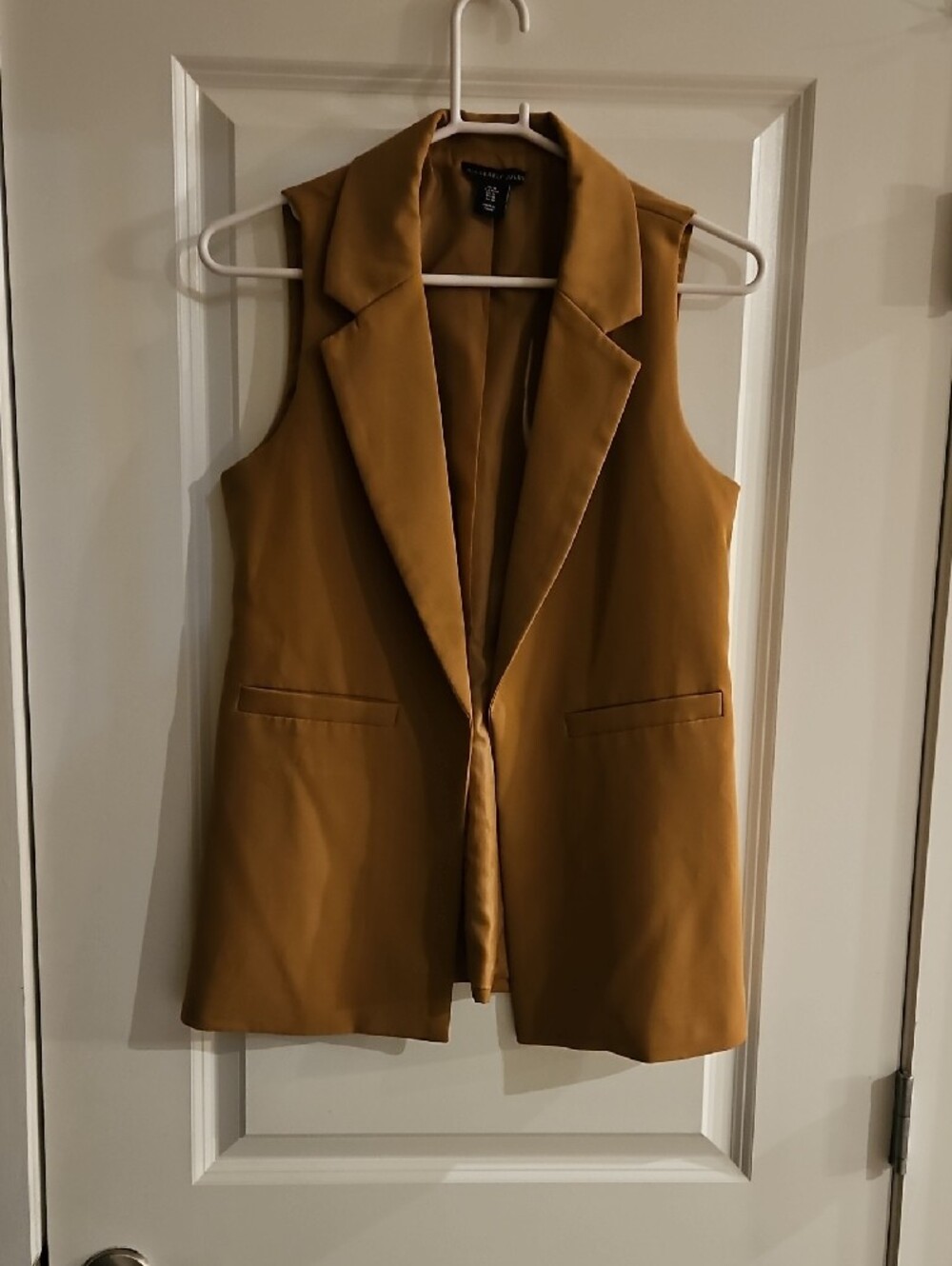 Sincerely Jules Camel Sleeveless Tailored Vest